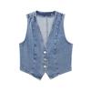 Kaslead New Arrival Women's Clothing Fashion Style Fashion Vest Double Breasted Denim Skirt 6147057 6164219