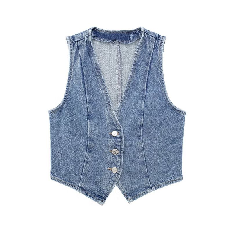 Kaslead New Arrival Women's Clothing Fashion Style Fashion Vest Double Breasted Denim Skirt 6147057 6164219