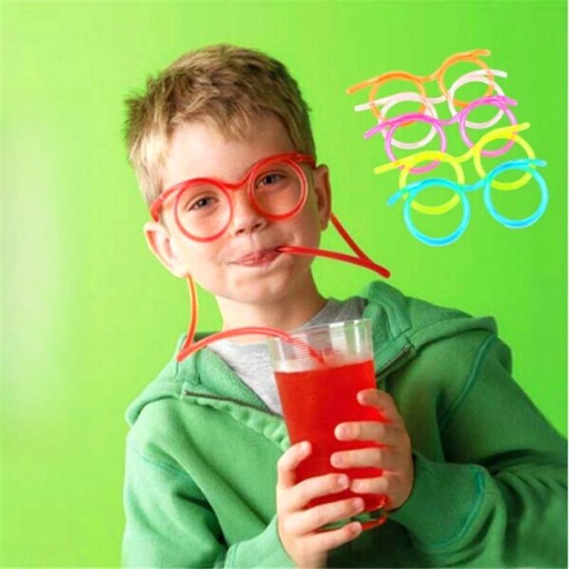 Straw Glasses Funny Soft PVC Glasses Flexible Drinking Straws Home Party Supplies Bar Supplies Creativity Child Gift