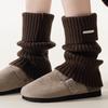 Women's Retro Y2K Metal Label Vertical Stripe Knee-High Slimming Socks - Trendy Autumn/Winter Elastic Mid-Calf Warmers