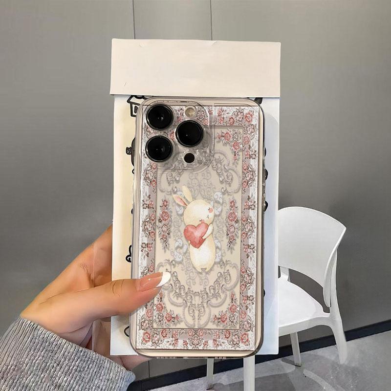 

Lovely Rabbit Transparent Phone Case For Samsung Galaxy S26 S24 S25 S23 Ultra S22 S21 S20 Plus FE A50 A71 A72 A73 Soft Cover Galaxy A50