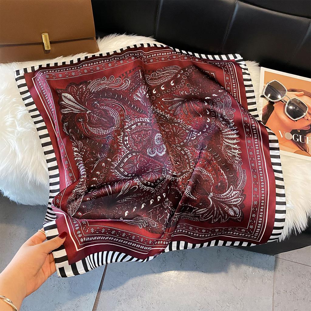 Women Luxury Print Silk Square Scarf Spring Neck Tie Shawl Hijab Wraps Female 70cm Hair Hand Wrist Headkercheif Bandana
