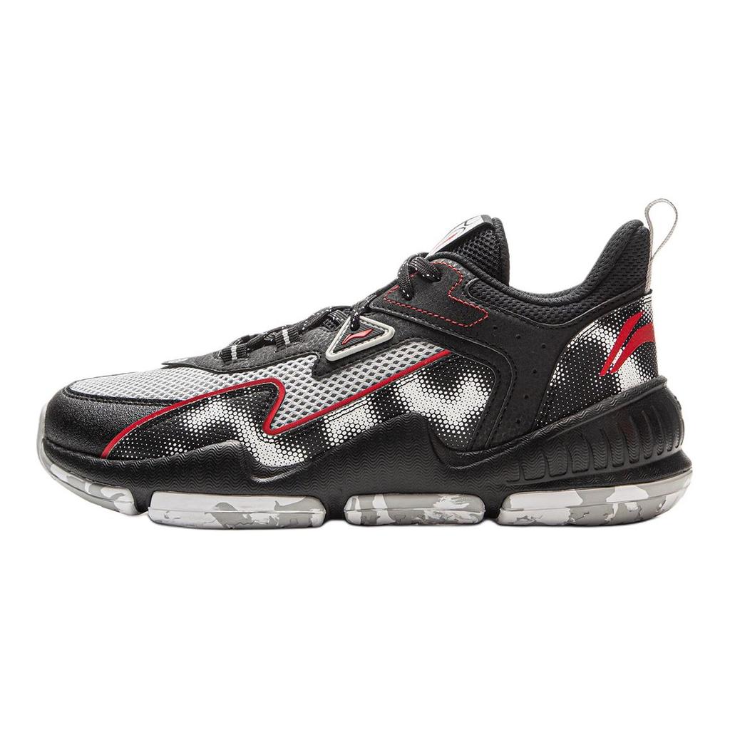 Li Ning Kids Basketball Fashion Comfortable Sports Shock Absorption Rebound Breathable Mid-Top Basketball Shoes Kids Sneaker Black YKBV105-1