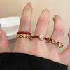 Vintage and simple Ankara red oil drop love ring, niche index finger ring, fashionable and personalized versatile jewelry.