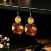 Retro Bohemian Sunset Sky Oil Painting Wooden Earrings