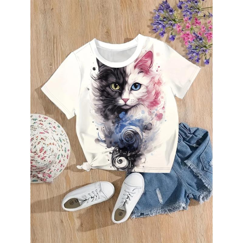 Summer Kids Cartoon Tops Tees Funny 3D Printed Animal Dog T-shirt Fashion Children Short Sleeve Clothing Boys Casual