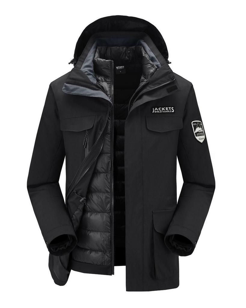 Paar 3-in-1 Unifarbener Daunen-Windbreaker-Set - Anpassbares Logo