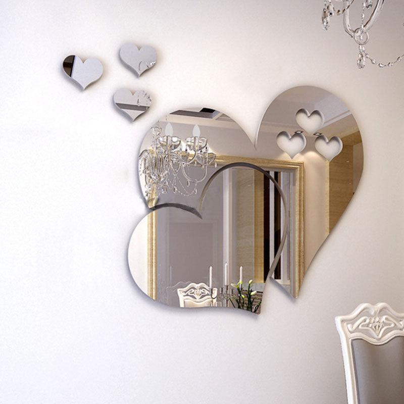 3D Mirror Heart Wall Decal Stickers Lovely DIY Home Art Mural Decoration Room