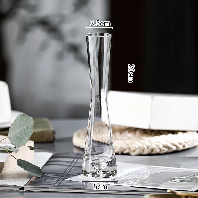 Transparente Glasvase Ornament Gäste Restaurant Vase Blumenarrangement Kleiner Mund Wasserblumen-Teiler Schreibtischdekoration