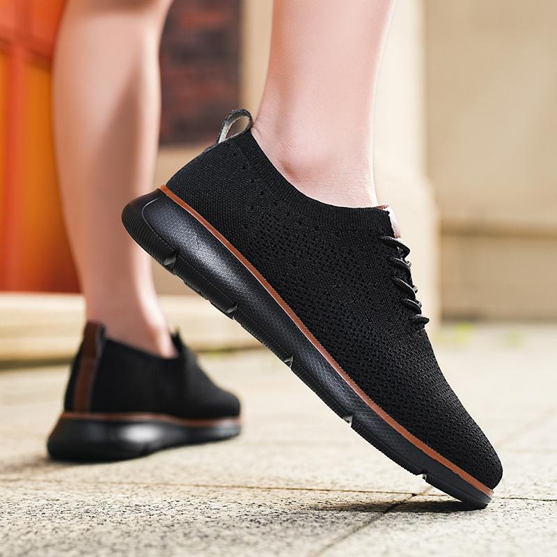 Lightweight Men's Casual Sneakers Fashion Knitted Casual Sports Shoes Retro Style Walking Flat Shoes Big Size 39-48 Male Footwear
