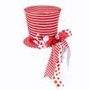 Christmas Tree Topper Fabric Decor Retractable Top Hat Christmas Treetop Star Decorations With Bow-knot Ribbon For Home Decor