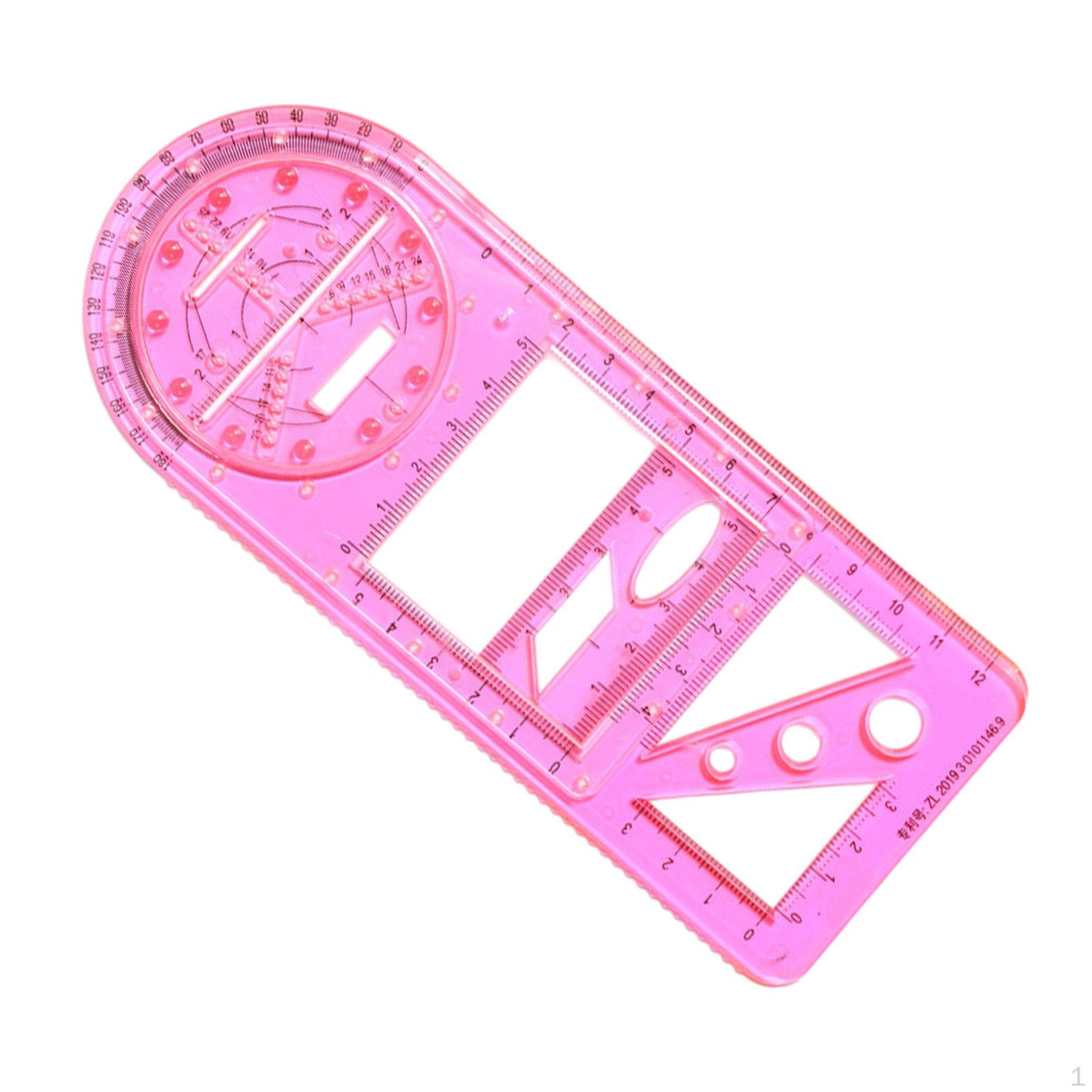 Drawing Template Mathematics Ruler Stencils Draft Rulers Writing Multifunctional Geometric pink