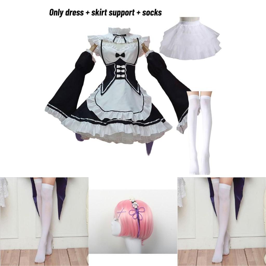 Stunning Zero Kara Hajimeru Isekai Seikatsu Twins Ram/rem Timeless Design Cosplay Maid Dress And Headwear