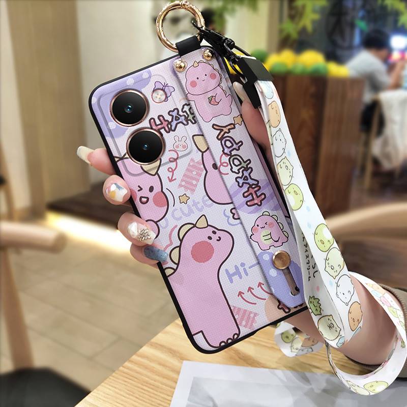 Wristband Cartoon Phone Case For Realme P3 Ultra 5G Anti-knock Lanyard Silicone Wrist Strap Waterproof Phone Holder Cute
