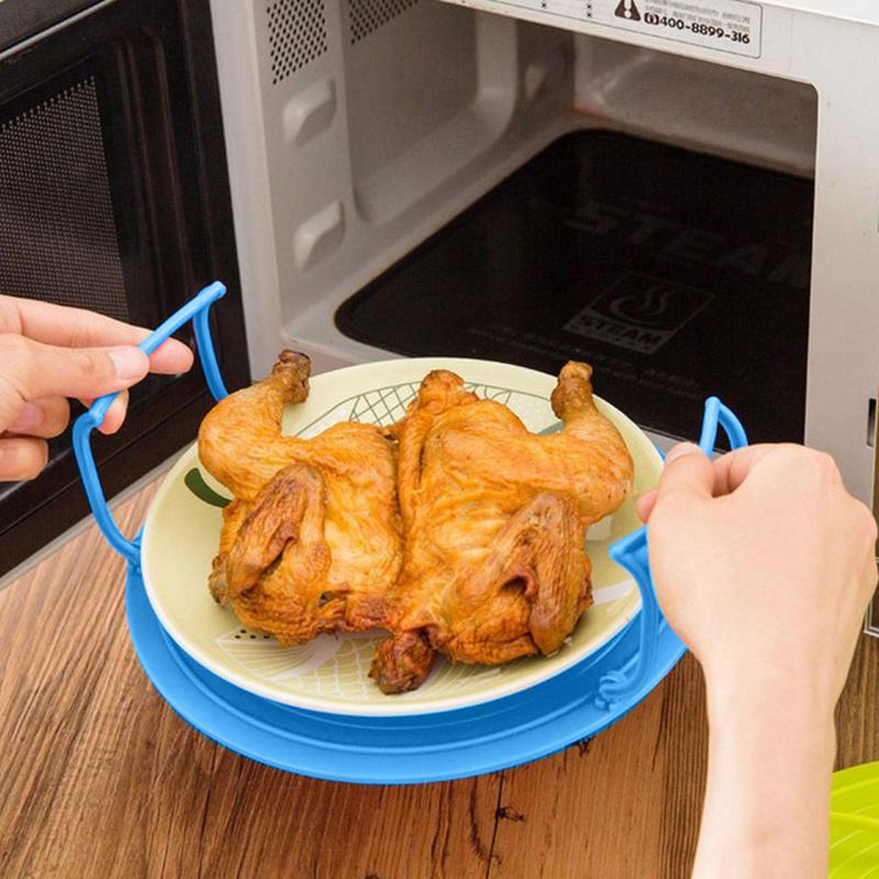 Folding Microwave Tray Oven Bacon Tray Microwave Oven Shelf Multifunction Insulated Heating Tray Rack With Flexible Handles