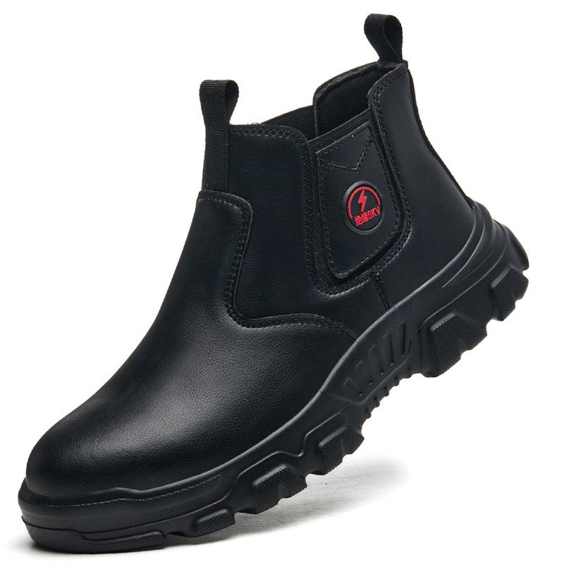 Waterproof Men Work Safety Boots Indestructible Men Steel Toe Boots Black Leather Men s Safety Shoes Construction Work Shoes 37 чёрный