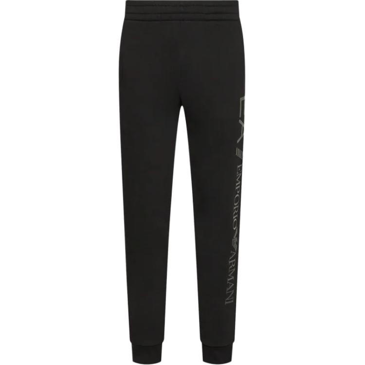 Emporio Armani EA7 Logo Print Elastic Waist Mid-Rise Tapered Knit Sports Pants Men bottoms Black 8NPPB5-PJ07Z-1205