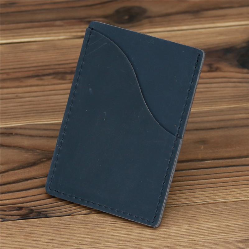 Men's Vintage Crazy Horse Leather Card Holder Retro Brown Coffee Slim Minimalist Wallet Handmade Multi-Card Slots for Daily Commute Practical Use