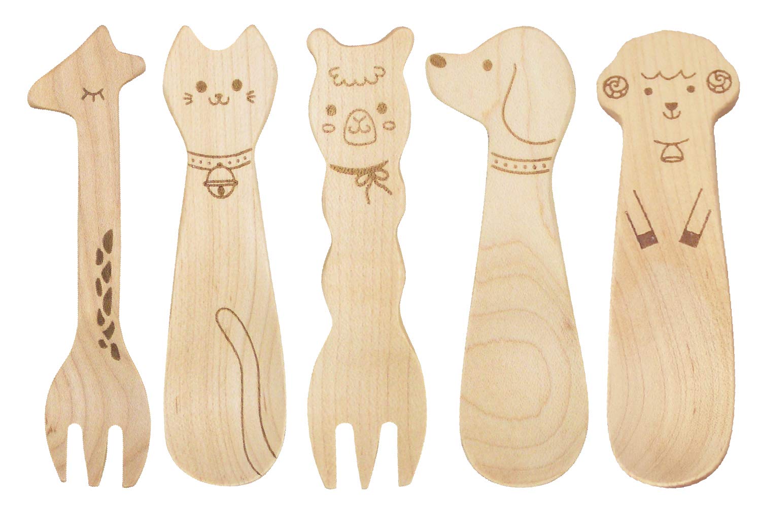 

Набор столовых приборов Animal Wooden Spoon 5 предметов Столовые приборы [TOUGEI Gift] (животное) Детский
