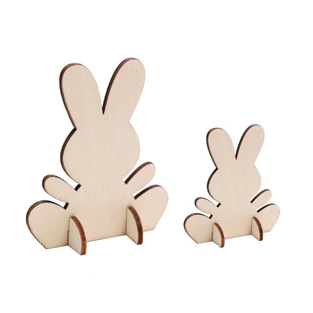 

4/10 шт пасхальный деревянный кролик кролик своими руками деревянное украшение поделки детская игрушка подарок счастливой пасхальной вечеринки украшение для домашнего рабочего стола 10pcs S