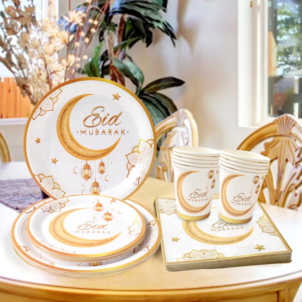 Eid Mubarak Tableware Set Ramadan Decoration For Home 2025 Ramadan Kareem Eid Al Adha Gifts Islamic Muslim Party Decoration