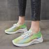 Thick Soled Plus Size Color Blocked Round Toe Lace Up Sneakers
