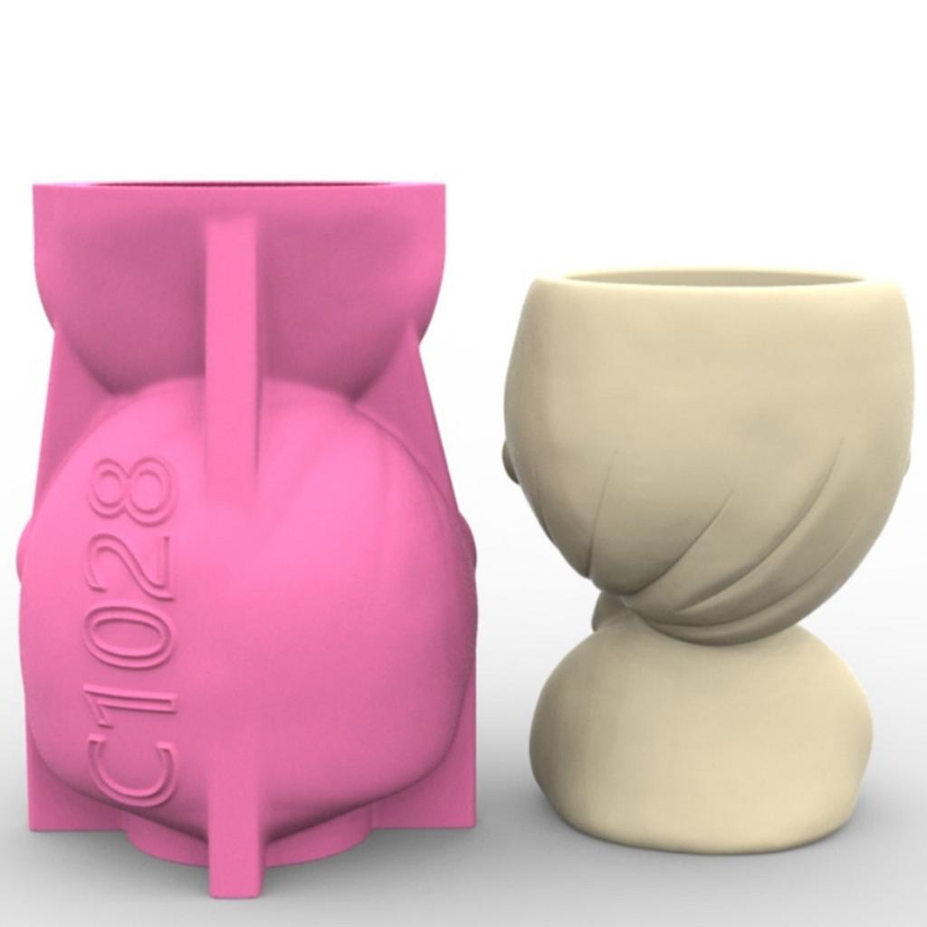 Cute Girl Planter Silicone Mold For Resin Cement Crafts Reusable DIY Flowerpot Design Flower Pot Making Mould