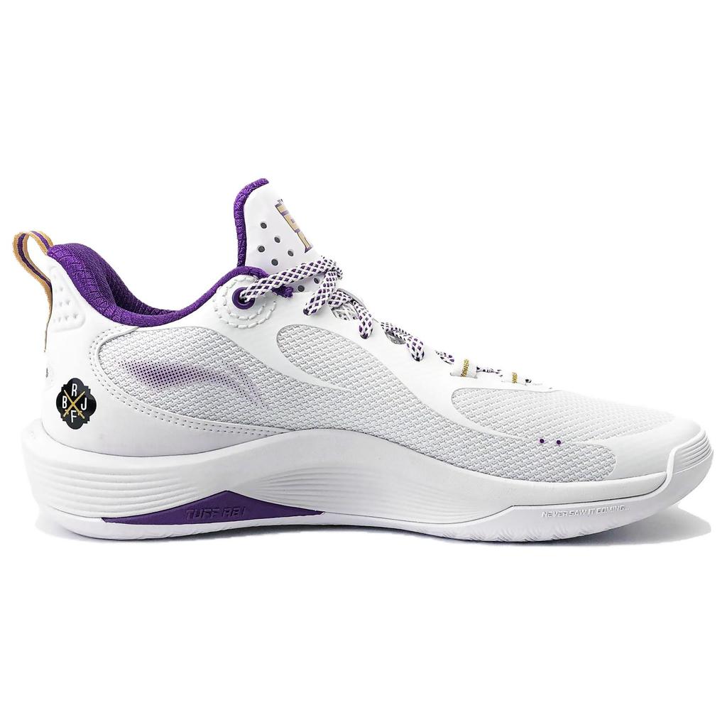 New LINING Basketball Shoes Men's Low top White/Purple/Gold ABPU001-12