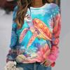 Sudaderas de Animales Marinos Tortugas Marinas Medusas Sudaderas con Capucha Estampado 3D Mujer Manga Larga Y2k Oversized Jerséis Tops Ropa Femenina