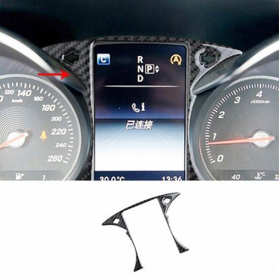 Real Carbon Fiber Dashboard Frame Decor Cover Trim 1X For Benz C-Class 2015-