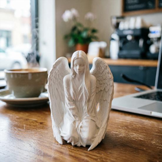 3D Printed Angel Figurine, Desktop Angel Ornament, Resin Angel Sculpture for Bedroom Entrance Hall Study Room Stylish Home Decor Gift