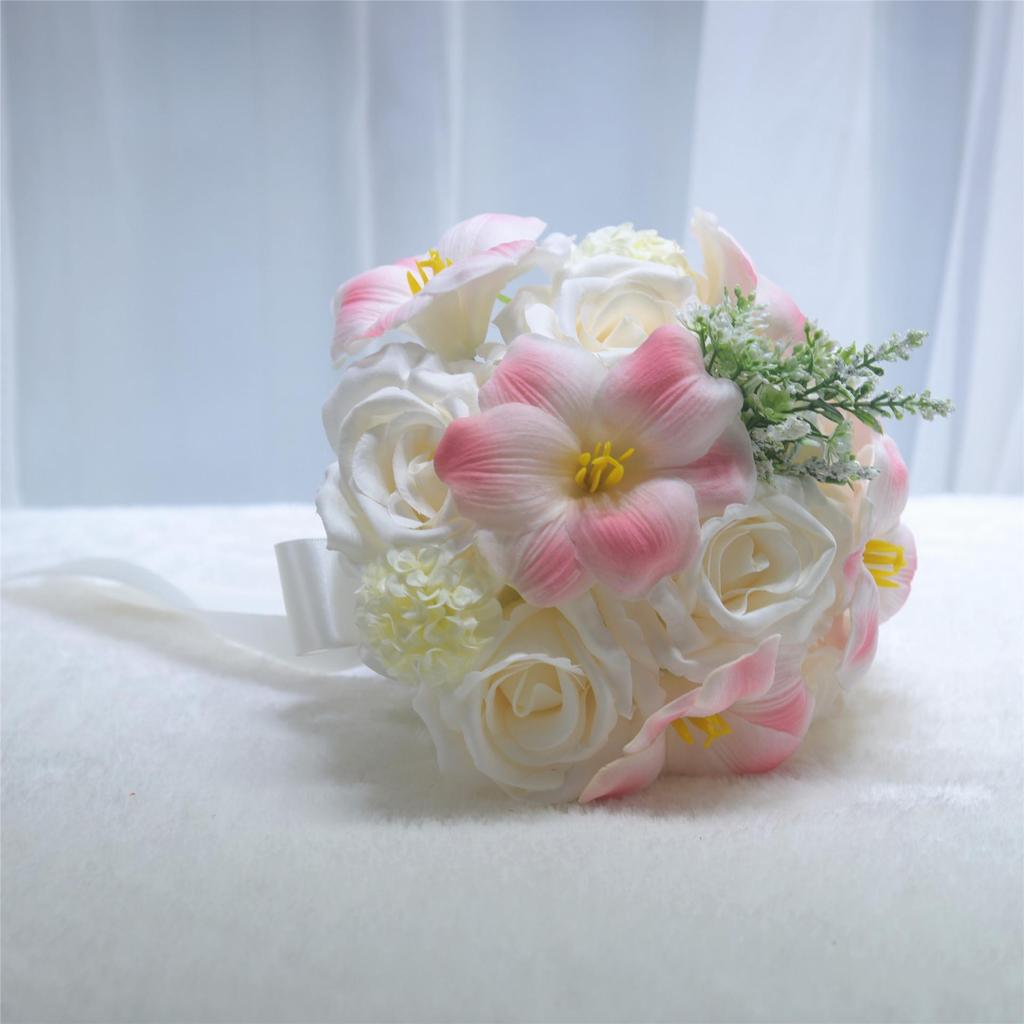 Elegant Bridal Bouquet: Preserved Tulips & Roses Wedding Photo Props - Handheld Simulation for Engagement.