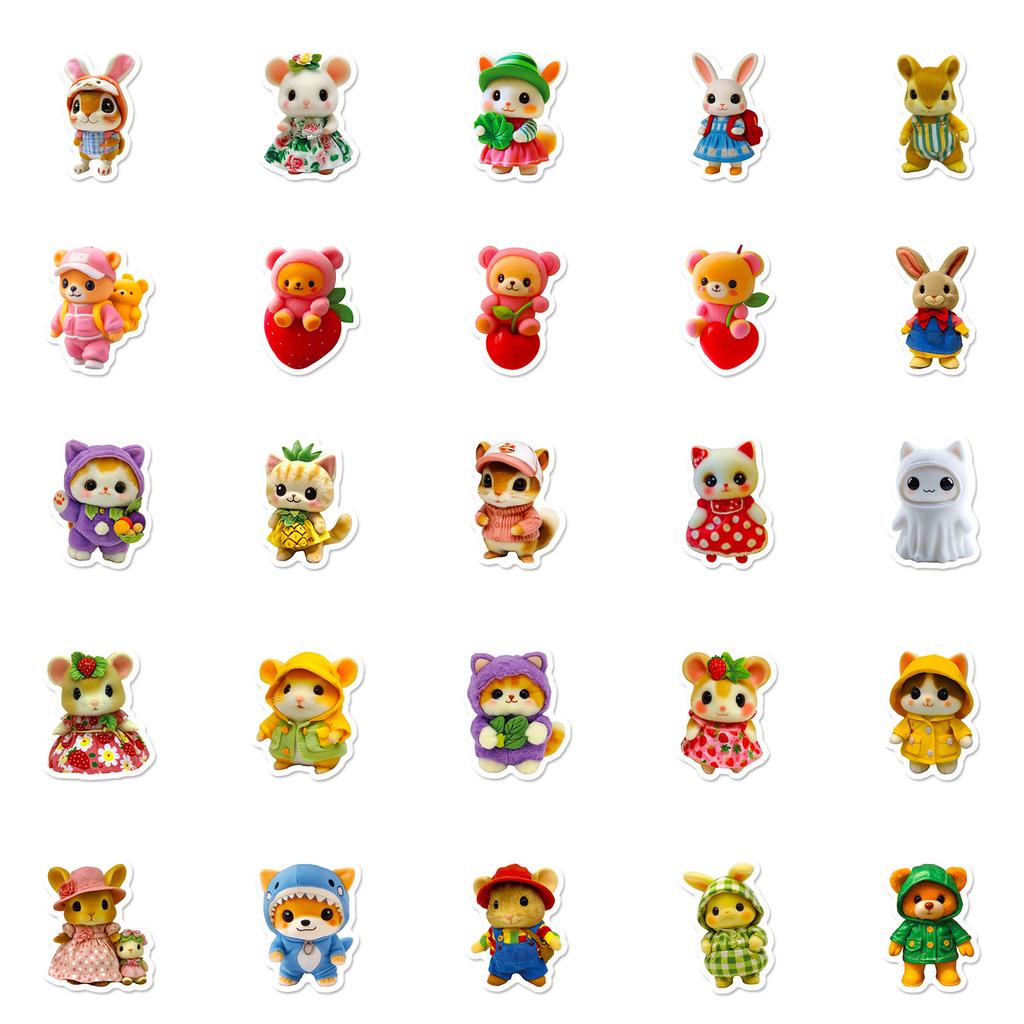 New 50 Plush Teddy Bear Cartoon Stickers Cute No Repeat Mobile Notebook Decorative Waterproof Stickers