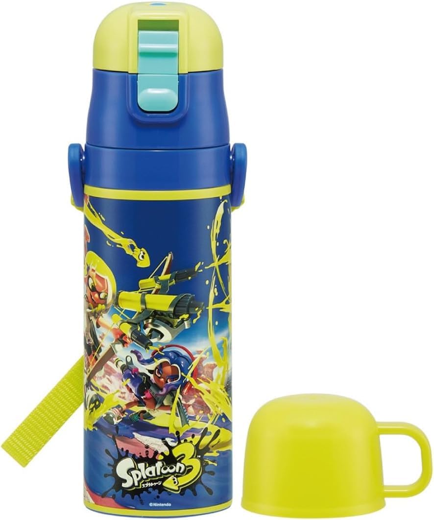 

Skater Water Bottle Drink Cup Drink Splatoon 3 Design Stainless Sports Bottle for Boys Kids 2-Way (Direct 470ml, 430ml) - - Steel, Insulated,