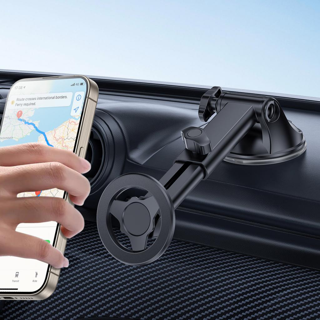 Car Phone Holder Suction Cup Telescopic Rod 360 Degree Rotation Adhesive High-end Car Navigation Bracket