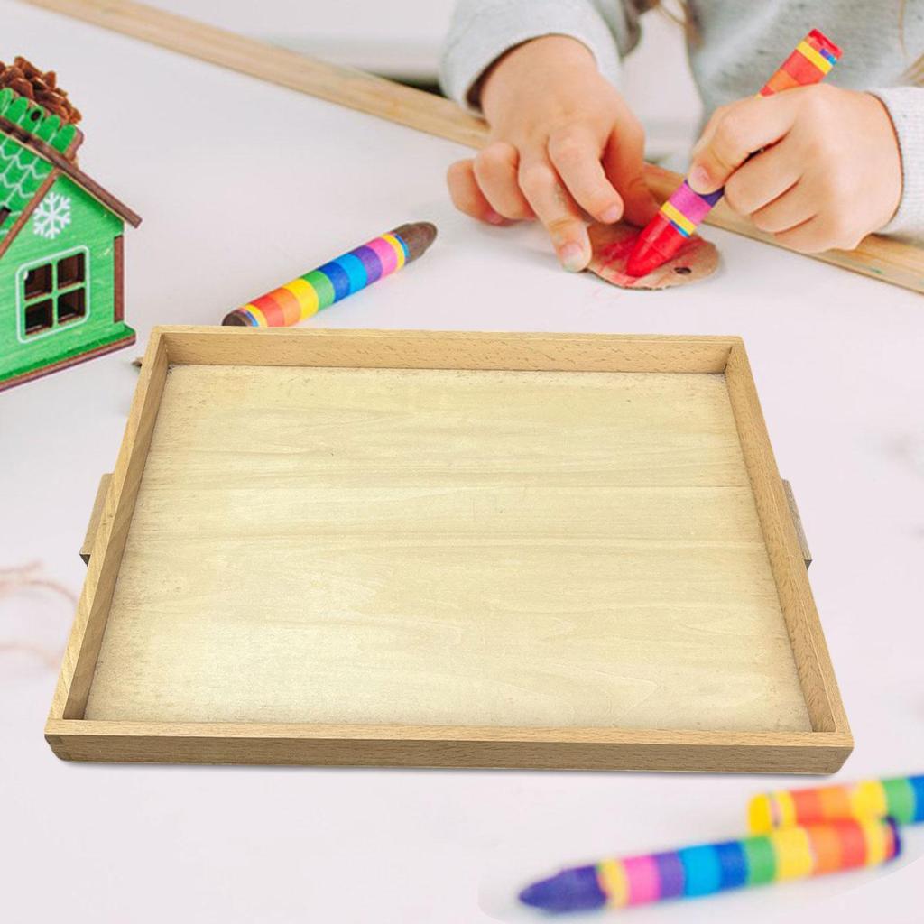Elegant Wooden Serving Tray with Handles for Dining