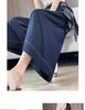 Dark Blue Ice Silk High-Waisted Skirt Shorts for Women with Free Belt - Summer 2026, Lazy Style, Slimming, Seven-Point Length