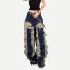 VIONA Ropa Y2K Grunge Vintage Blue Baggy Women's Stacked Ripped Jeans Pants for Woman Clothing New Rock Wide Leg Denim Trousers