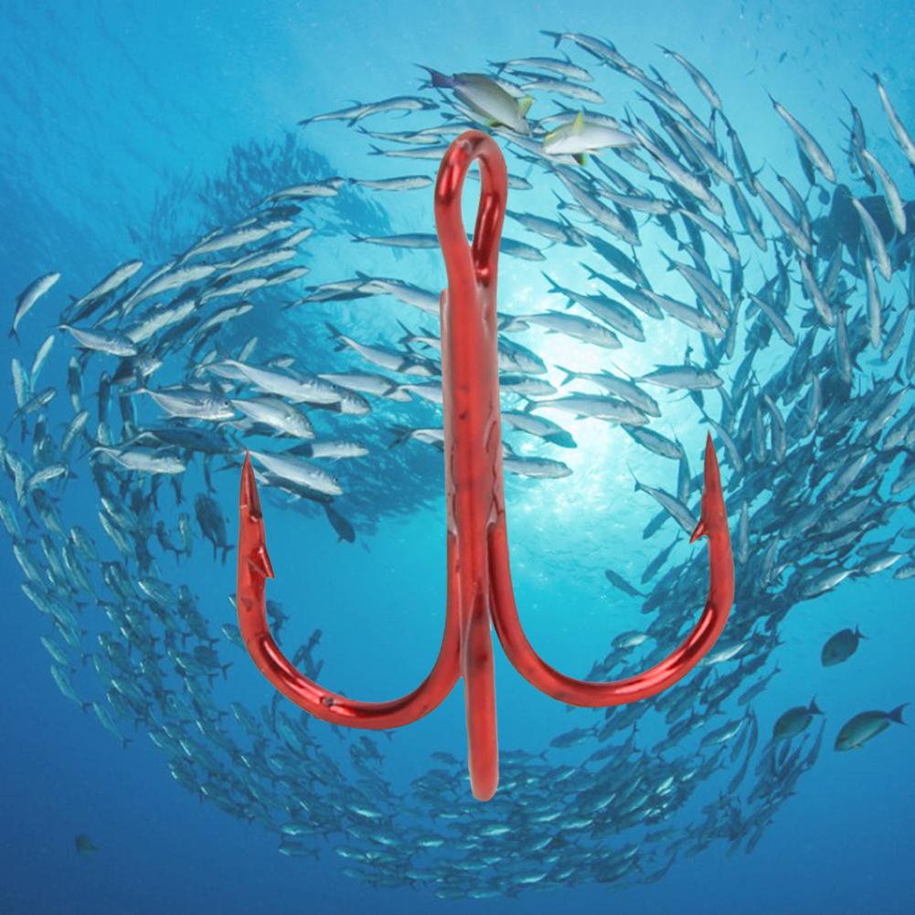 100 buc Cârlige Triplu Roșii Oțel Carbon Ridicat Cârlig de Pescuit Ac de Pescuit Accesorii de Pescuit 10#