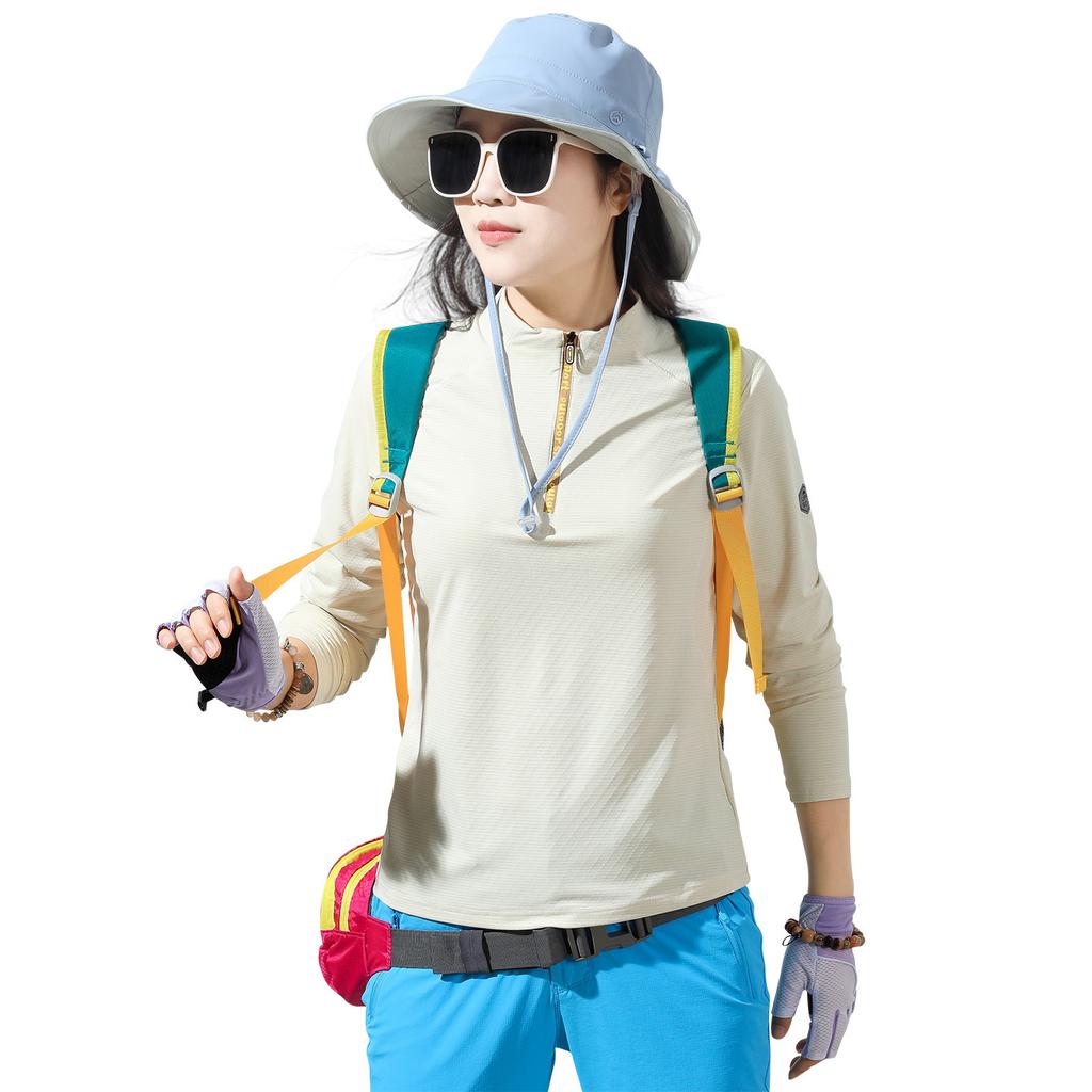 Outdoor sunscreen quick-drying clothes women's long-sleeved T-shirt top light and breathable hiking sports quick-drying clothes women's summer