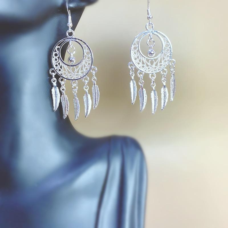 Ethnic style earrings Alloy silver-plated Miao ethnic minority Dong Yi earrings Earrings