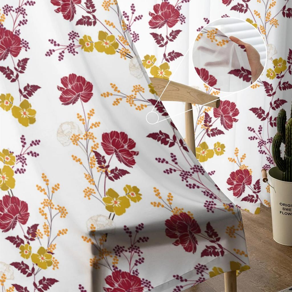 Blomster Blader Tekstur Tyllgardiner Stue Kjøkken Chiffongardin Soverom Balkong Skjærgardin Mote Hjemmeinnredning