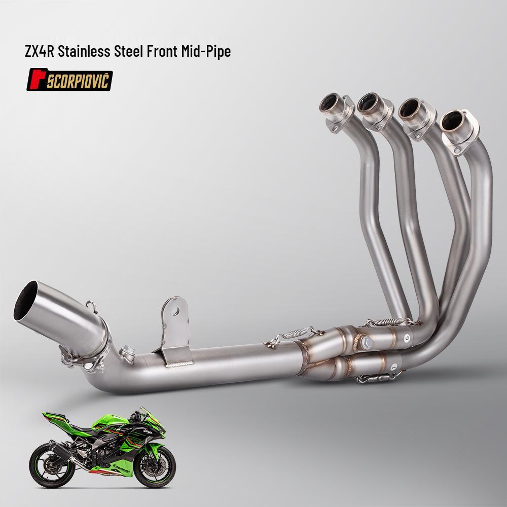 ZX4R/ZX4RR Stainless Steel Full Exhaust System: Front, Middle, and Rear Sections - Non-Destructive, Direct Installation
