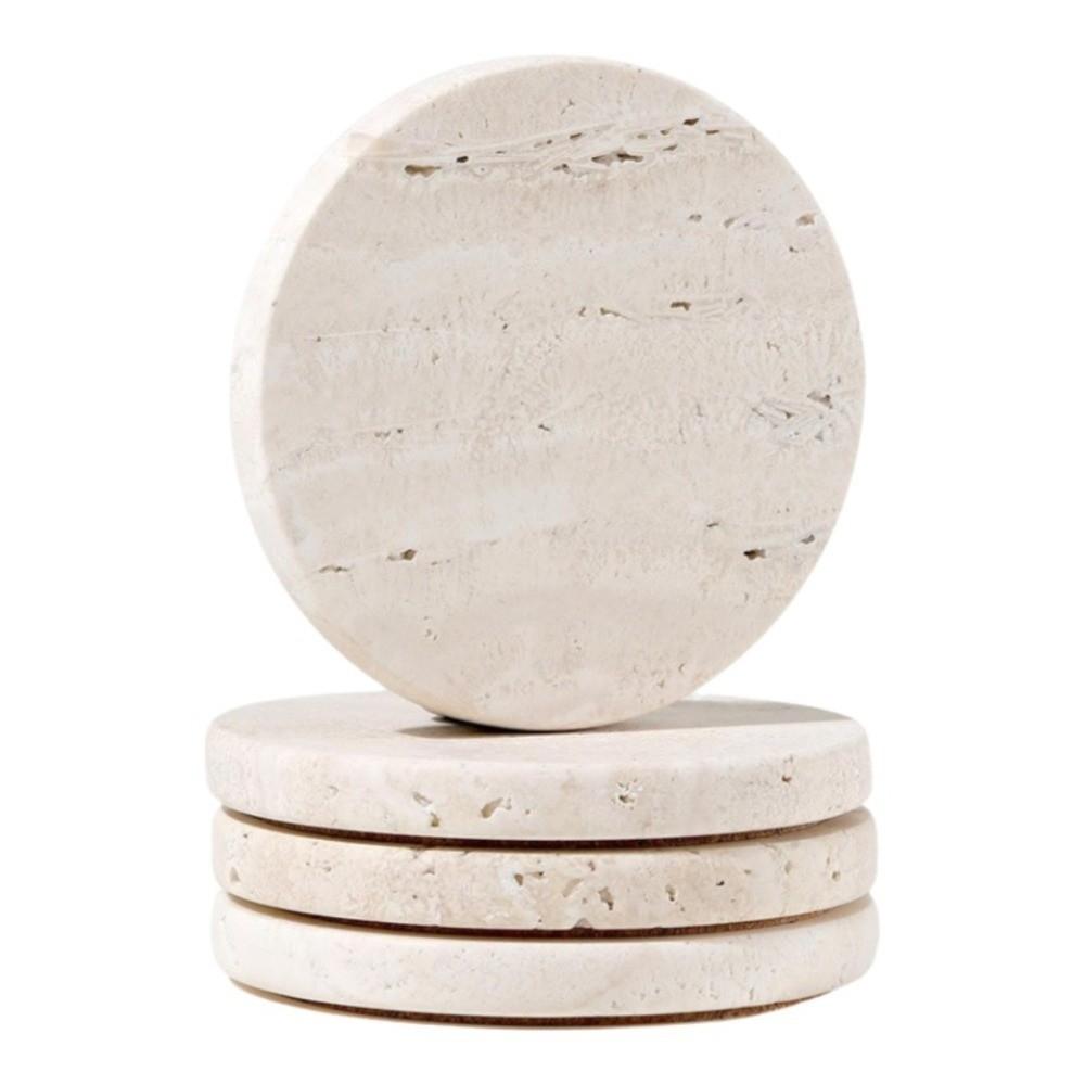 Natural Marble Coasters Placemat Travertine Insulation Pads  Photography Props