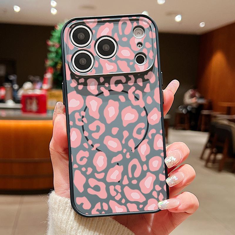 

Gray Leopard Print Case For iPhone 17 Pro Max Magnetic For Magsafe Hybrid Slim Matte Cover For iPhone 16 15 14 13 Pro Max iPhone 13 Pro Max чорний