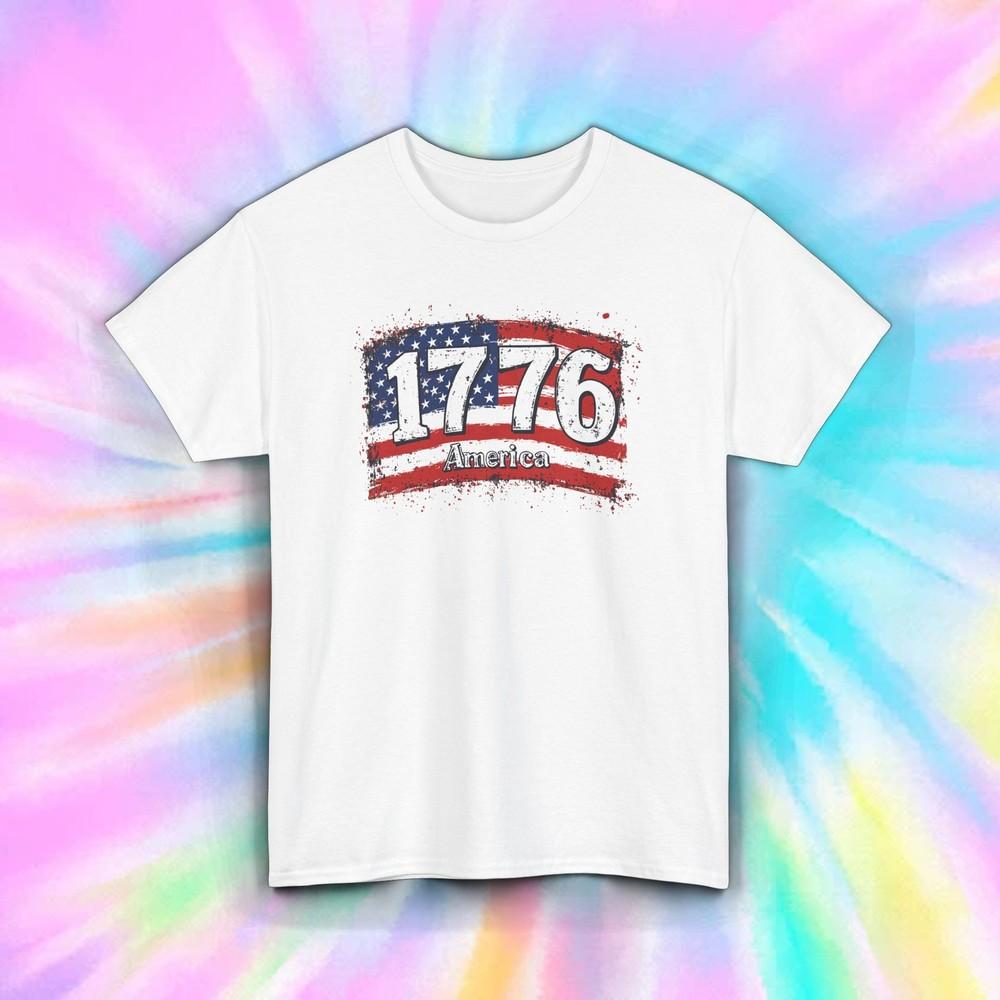 

1776 America Shirt Patriotic USA Flag Vintage Freedom Pride Tee S-5XL L