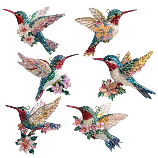 Kolibříkové vánoční ozdoby třpytivé kamínky květinové kolibříkové ozdoby na vánoční stromek 2D akrylové dárky na památku pro milovníky ptáků
