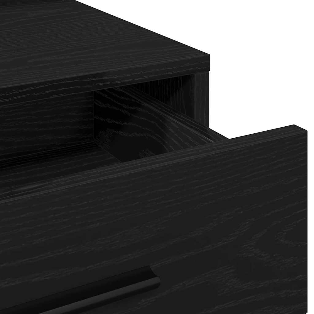 Makeup Table with Shelf Black Oak Effect 79 x 41 x 135 cm
