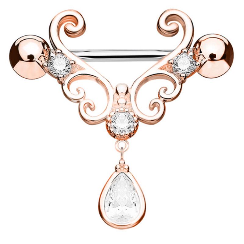 14G Stainless Steel   Drop Barbell Nipple Ring Piercing Jewelry