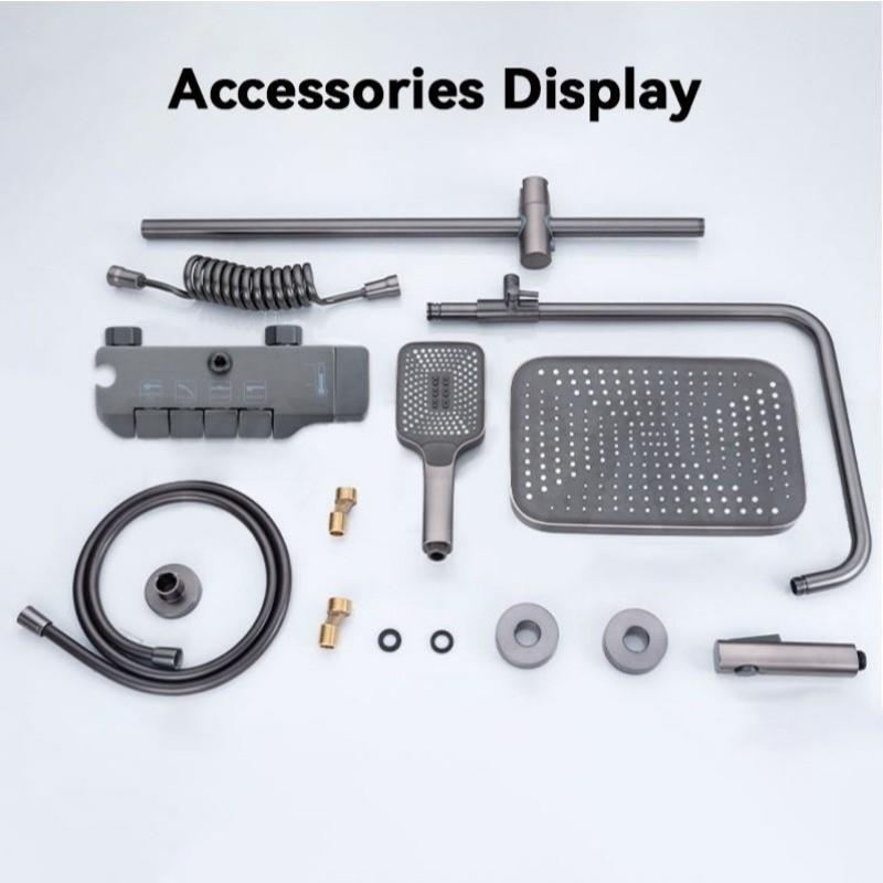 Stainless Steel Bathroom Showerhead Set Thermostatic Digital Display Showerhead Piano Key Advanced Shower Set